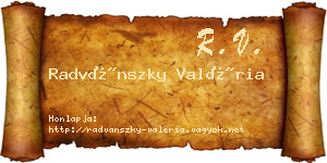 Radvánszky Valéria névjegykártya